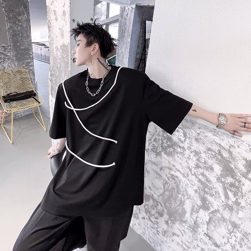 ⚡⚡⚡Áo Thun Đen Phối Dây Giành Cho Cả Nam Và Nữ- Tee Black Unisex-black t-shirt with straps✅ Siêu Thoáng Mát