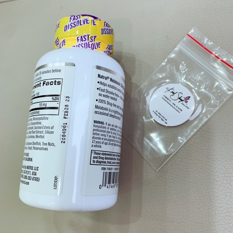 💜 Kẹo ngậm hỗ trợ ngủ ngon Natrol Melatonin 10mg 🇺🇸💜
