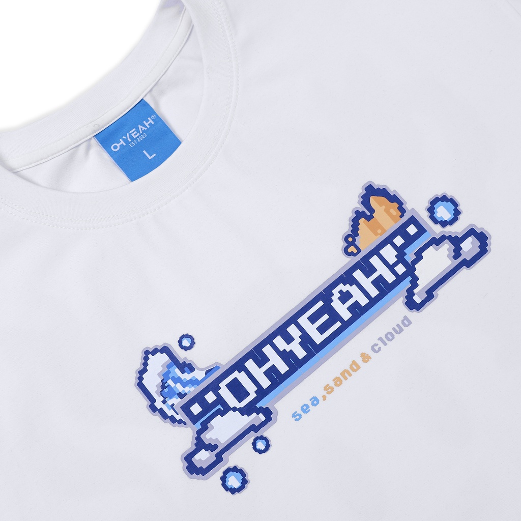 Áo thun tay lỡ OHYEAH phông Unisex nam nữ Premium Cotton oversize form rộng SUMMER VIBES - Trắng