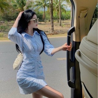 Đầm váy sơ mi kẻ sọc