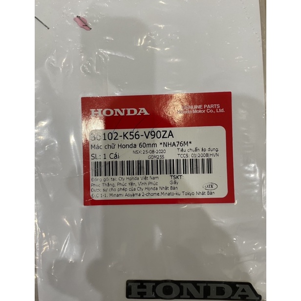 Tem chữ honda đỏ xám bạc 60mm chính hãng honda (giá 1 tem)