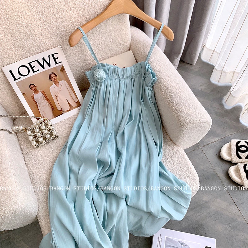 Đầm Dây Màu Xanh Sữa Ngọt Ngào Của Phụ Nữ  tao bao