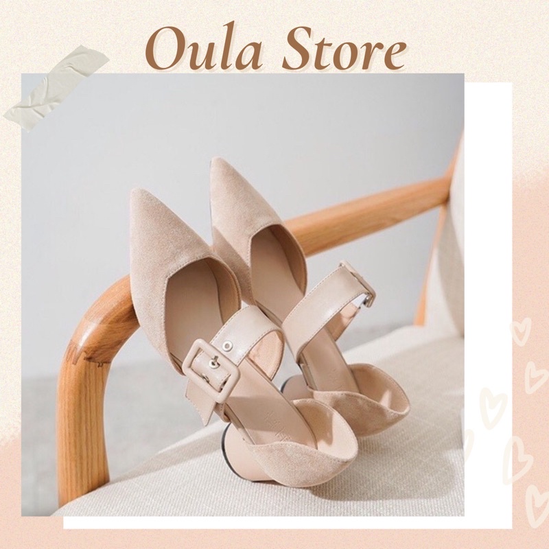 Giày búp bê nữ kiểu dáng gót tròn 6cm thời trang, kết hợp đai khoá sang trọng, SB47 - November House