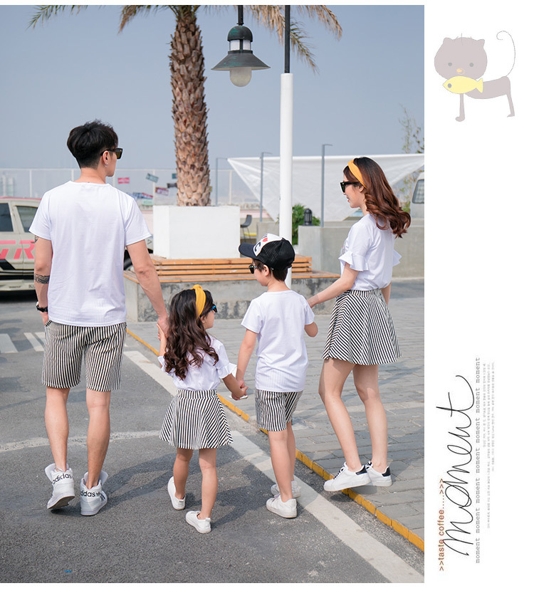 Bộ Áo Thun Cotton + Quần Short Thời Trang Mùa Hè Cho Mẹ Và Bé