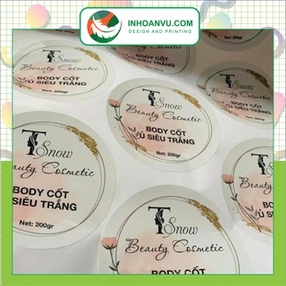 Combo 500c tem 5cm decal nhựa chống nước dán sản phẩm thiết kế theo yêu cầu tem dán body beauty cosmetic
