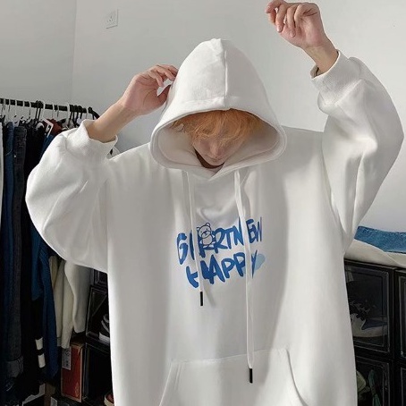 Áo hoodie tay dài dáng rộng đơn giản thời trang mùa thu 2021 cho nam
