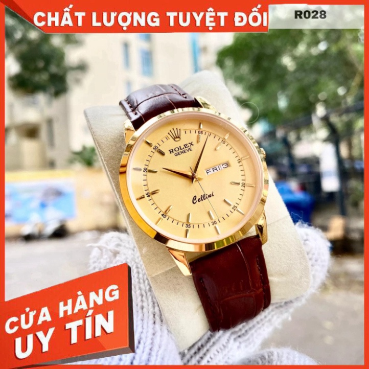 Đồng Hồ Nam RoLex Sapphire R028 Case 38mm Mặt trơn 2 lịch Máy Pin Nhật