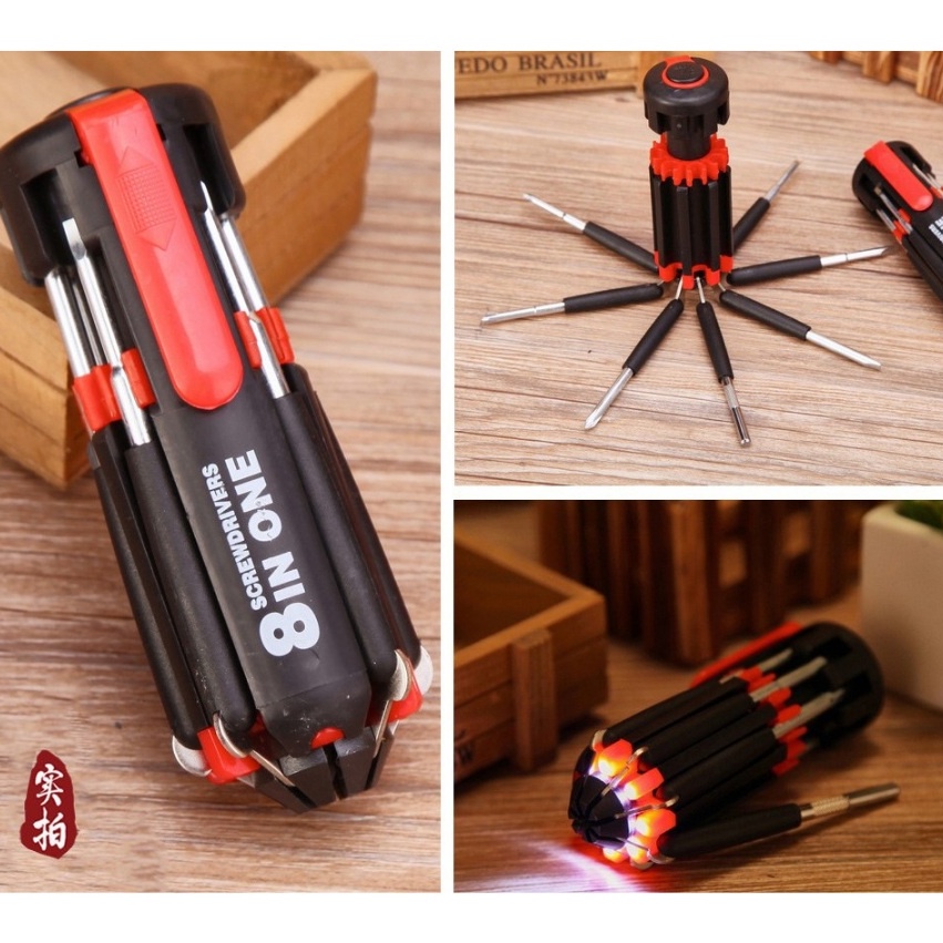 Bộ tua vít đa năng 8 chi tiết có đèn led tiện dụng
