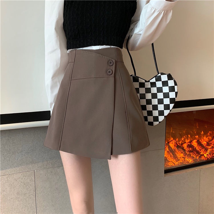Quần Short Lưng Cao Ống Rộng Màu Sắc Đơn Giản Cho Nữ