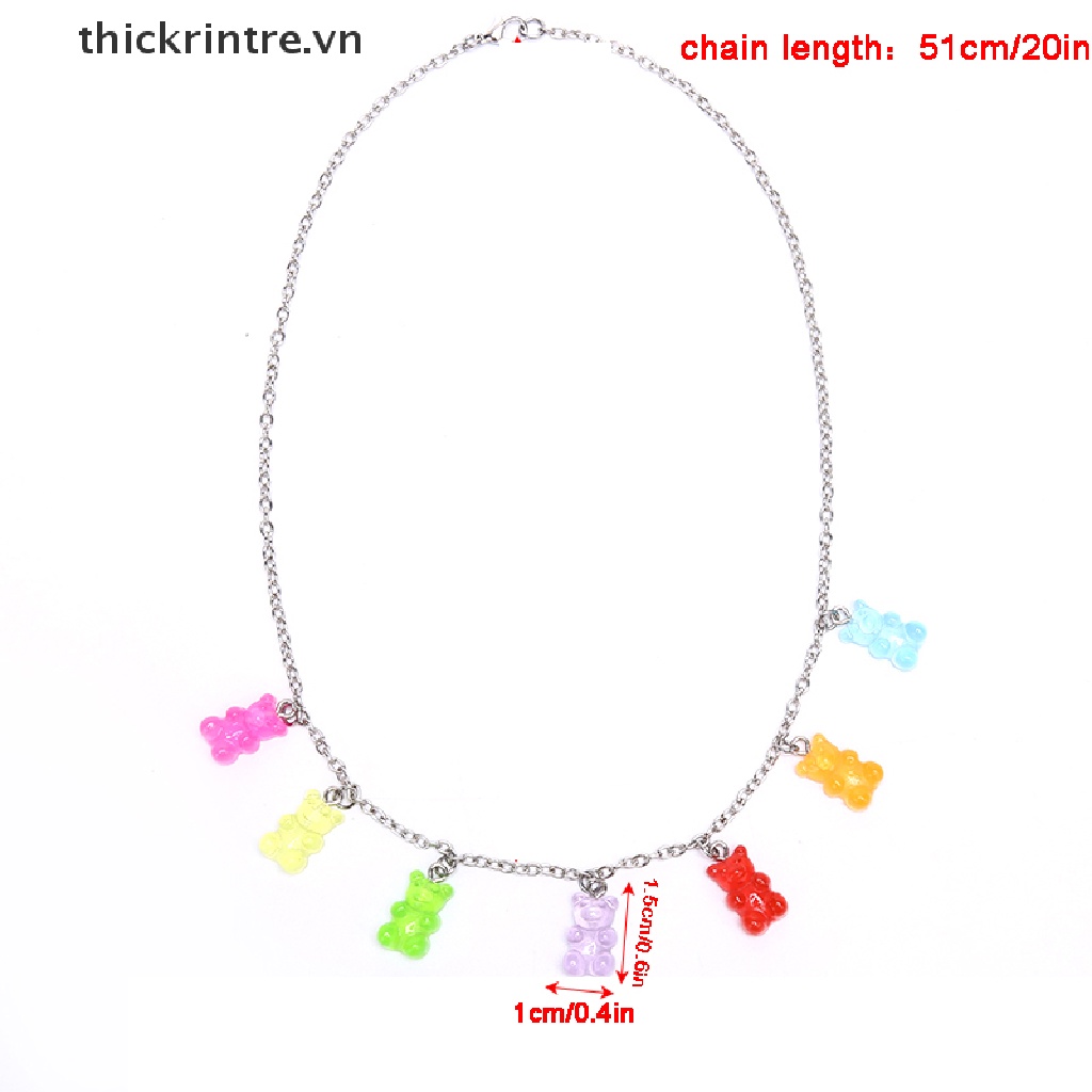 Vòng cổ Mặt Hình Gấu Hoạt Hình Handmade Bằng Thép Titan Màu Sắc Ngọt Ngào Cho Nữ