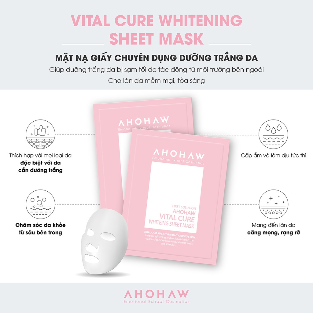 Mặt Nạ Giấy Dưỡng Trắng Ahohaw Vital Cure Whitening Sheet Mask- Hàng Chính hãng