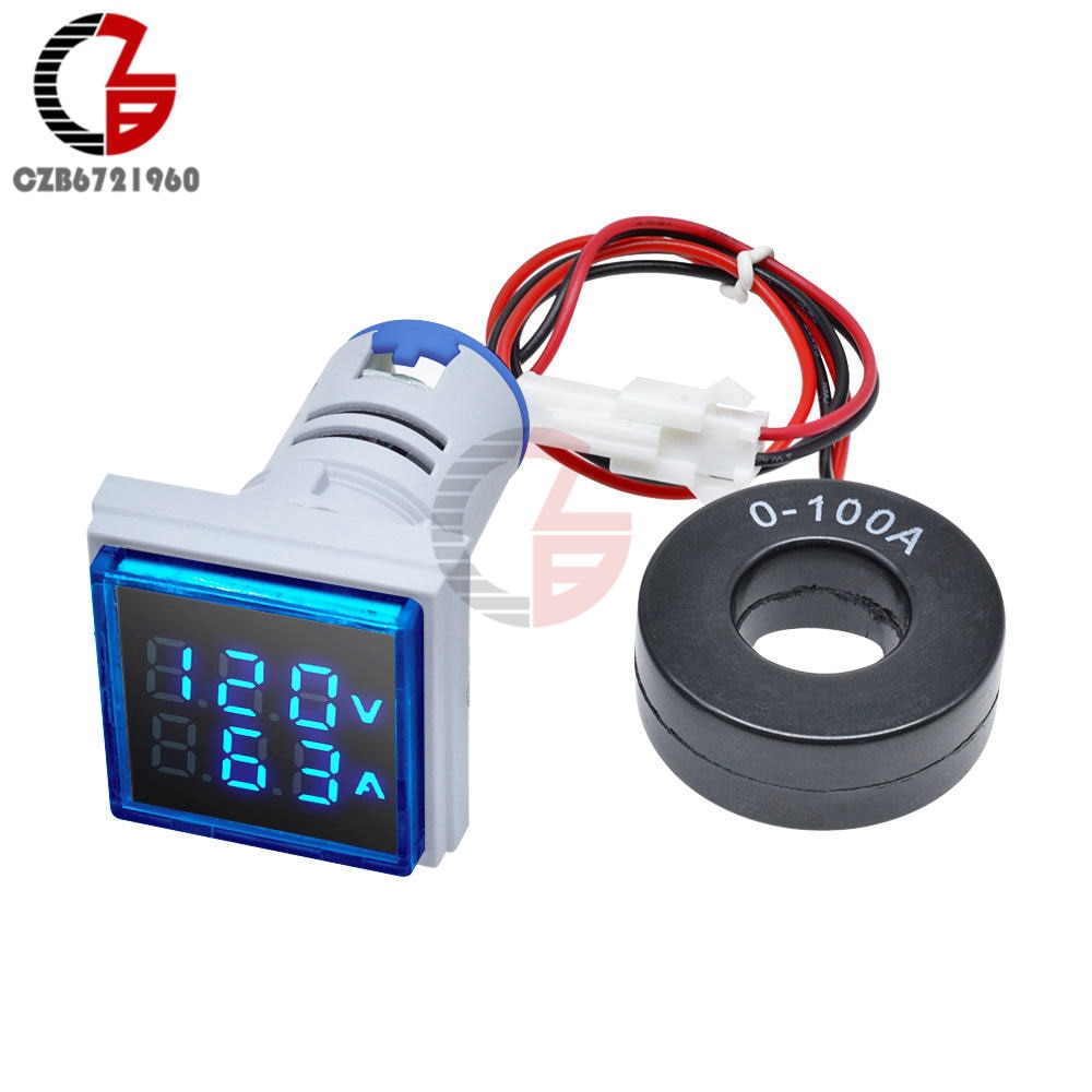 Round Square AC Digital Voltmeter Ammeter 50-500V 0-100A Voltage Current Meter 110V 220V 10A 20A Volt Tester Monitor Detector