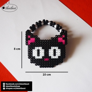Kandi cuff hình mèo đen - vòng tay kandi - vòng perler phụ kiện rave edm festival raver kandi perler DJ