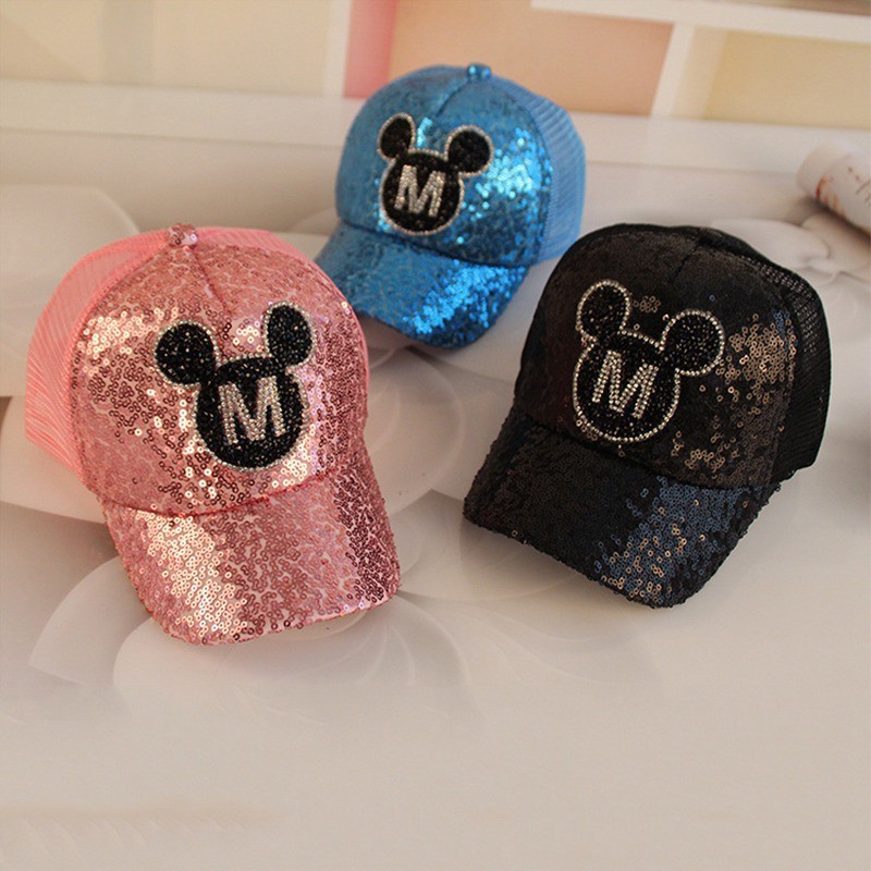 Mũ lưỡi trai đính sequins với thiết kế dễ thương