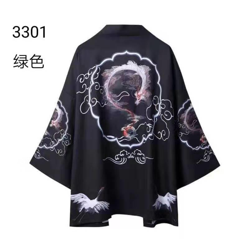 Áo Khoác Kimono Tay Ngắn Mỏng In Họa Tiết Phong Cách Nhật Bản Thời Trang Cho Nam