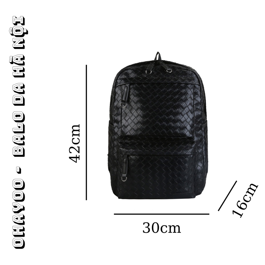 Balo laptop, balo da nam nữ chất liệu da PU cao cấp Hàn Quốc chống nước laptop 15,6 inch OHYOO