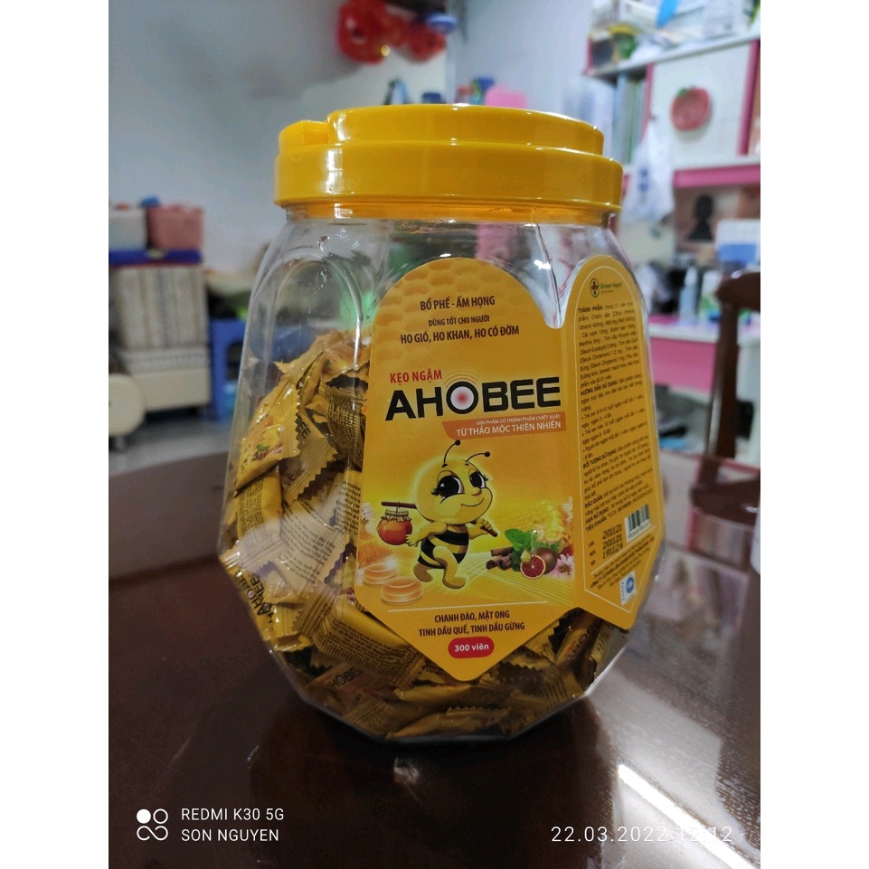 Kẹo Ngậm Giảm Ho Ngứa Rát Họng Green Heart Pharma AHOBEE Hũ 300 viên