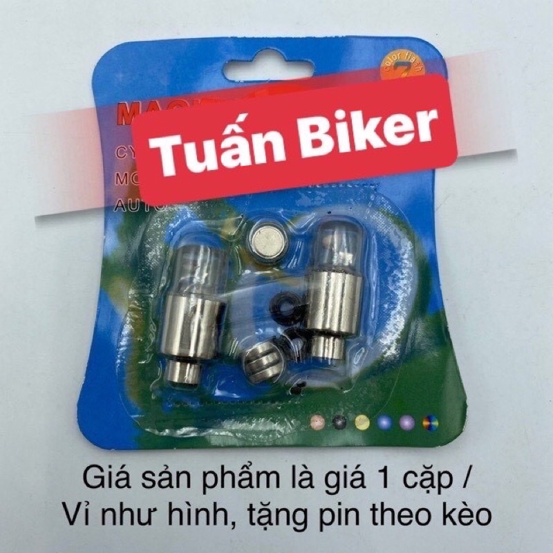 Đèn Led Chân Van 7 màu gắn xe máy, xe đạp &lt; Giá 1 Đôi&gt; Tặng kèm pin dự phòng
