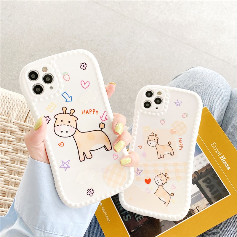 Ốp lưng iphone Hươu Happy viền nổi 3D cong  5/5s/6/6plus/6s/6splus/7/7plus/8/8plus/x/xr/xs/11/12/pro/max/plus/promax | BigBuy360 - bigbuy360.vn