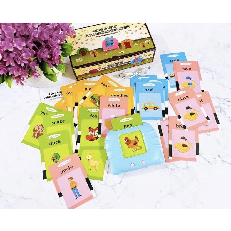 (HOT!!!!!)MÁY ĐỘC THẺ FLASH CARD TIẾNG ANH HÌNH MÈO CON KHONG SÓNG ĐIỆN TỪ CÓ KÈM DÂY SẠC