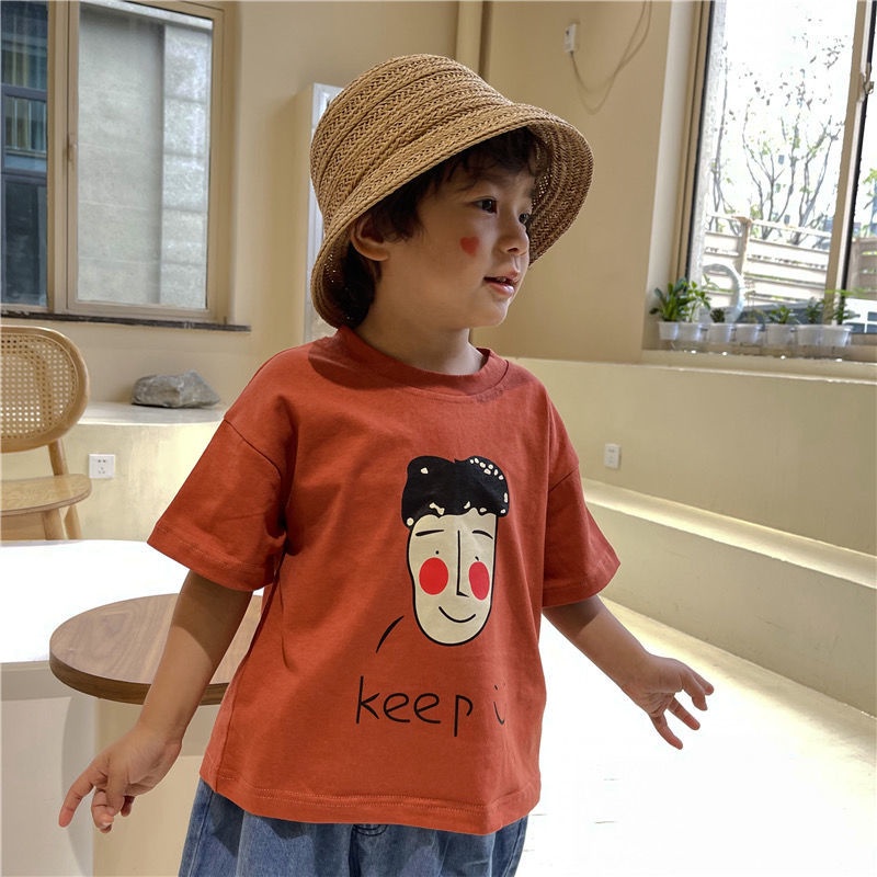 Áo Thun 100% Cotton Tay Ngắn Dáng Rộng In Họa Tiết Hoạt Hình Thời Trang Mùa Hè Hàn Quốc