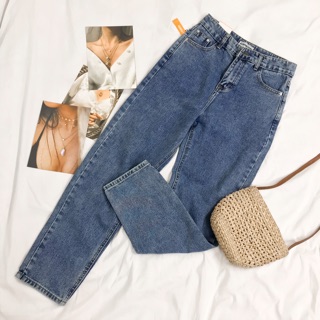 𝐌𝐈𝐀 𝐑𝐈𝐓𝐓𝐀💗 Jeans boyfriend cạp cao AP💖 Quần jean nữ dáng baggy lưng cao J416