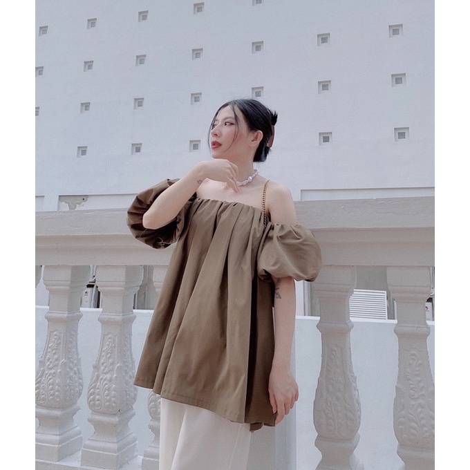 [Mã SKAMFSW175 giảm 10K đơn 50K] Áo Trễ Vai Tay Bồng BEARY OFF - THELETY.25