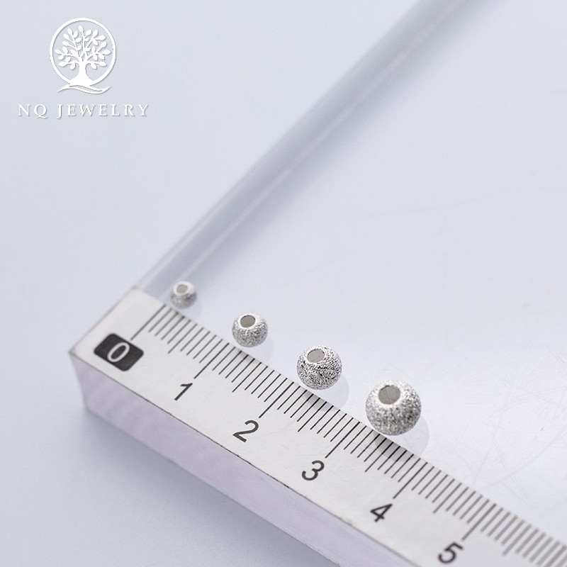 Charm bi bạc họa tiết xỏ ngang 3mm - NQ Jewelry