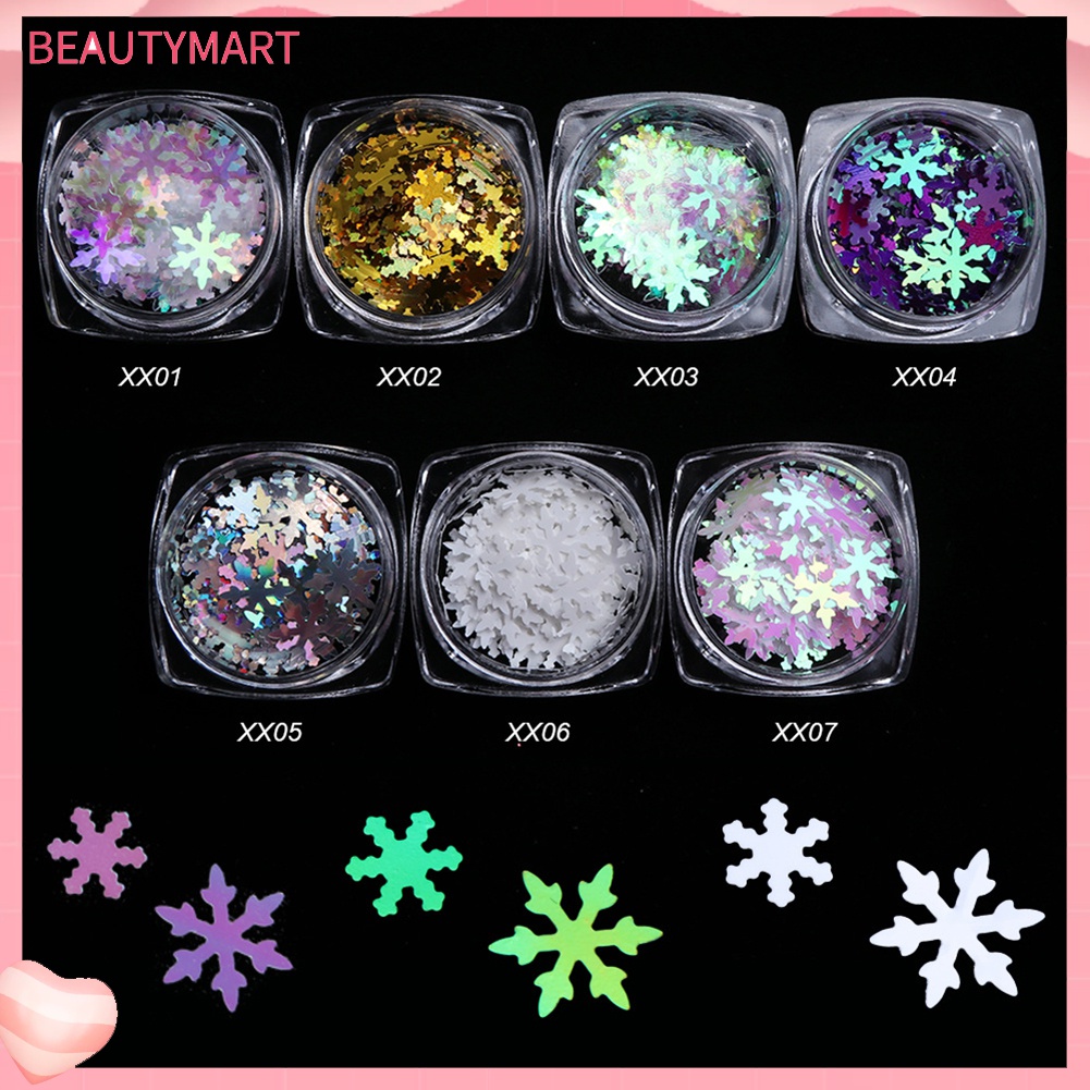 1 Hộp Kim Tuyến Hình Bông Tuyết 3D Siêu Mỏng Trang Trí Móng Tay