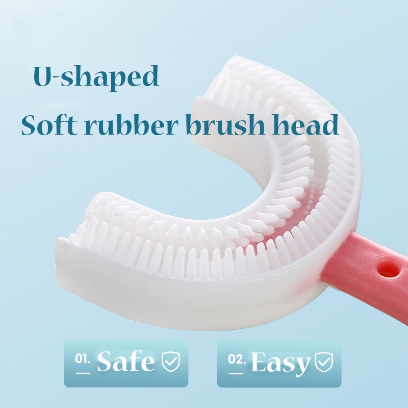 Bàn chải đánh răng hình chữ U/ ngón tay tuỳ chọn thiết kế mềm mại dành cho bé 2-12 tuổi (có bán lẻ)