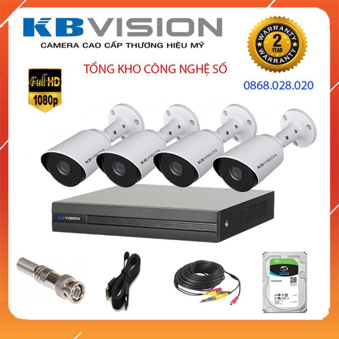 [Giá cực sốc]Trọn bộ 4 camera giám sát KBVISION Full HD 1080p kèm HDD 500G + 60m dây liền nguồn | WebRaoVat - webraovat.net.vn