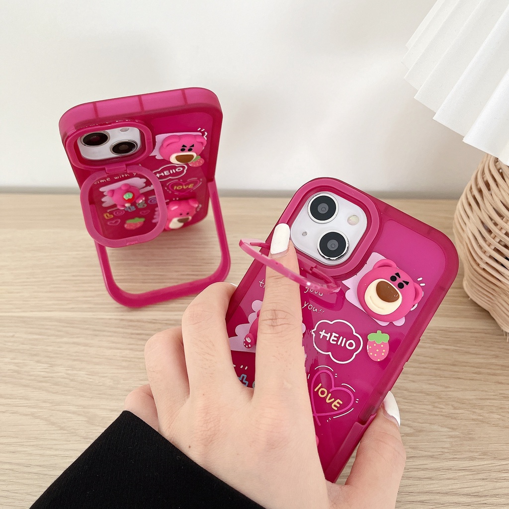 Ốp Điện Thoại Dẻo Họa Tiết Hoạt Hình Chú Gấu &amp; Dâu Tây Dễ Thương Cho Iphone 14 pro max 14 PLUS 13 pro max 12 pro max 11 pro max