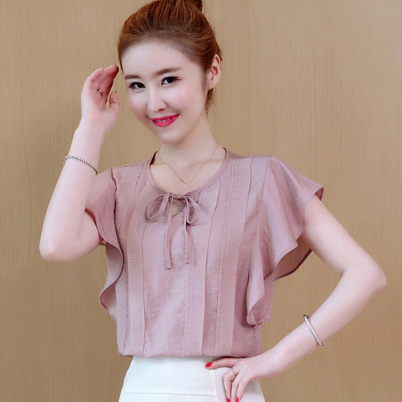 Áo kiểu chiffon trễ vai màu trơn thời trang nữ tính