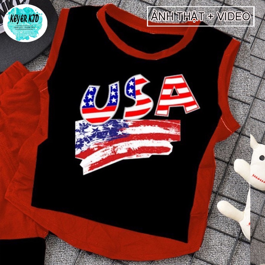 Quần Áo Trẻ Em Mặc Hè, LOGO USA Chất Cotton mềm mịn co giãn, Size 6-22kg Keyer Kid