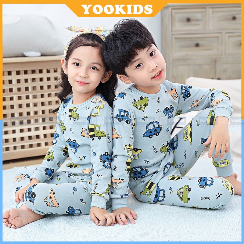 Đồ bộ cho bé YOOKIDS chất cotton mềm mịn co giãn 4 chiều, Bộ thu đông cho bé trai bé gái 1 2 3 4 5 tuổi