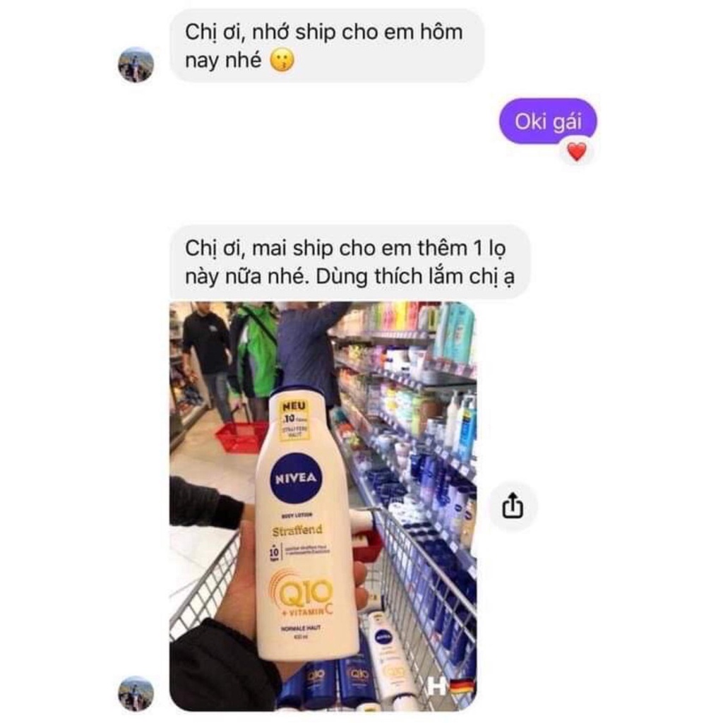 Dưỡng thể Nivea Q10+Vitamin C giúp trắng da, chống lão hoá của Đức- Nội địa Đức Đủ Bill