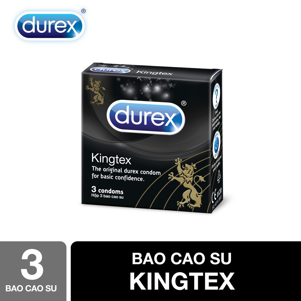 [CHECK MÃ VẠCH] Bao cao su DUREX kingtex hộp 3 bao, chất liệu tốt cao su thiên nhiên, an toàn, Hộp BCS size nhỏ bó sát