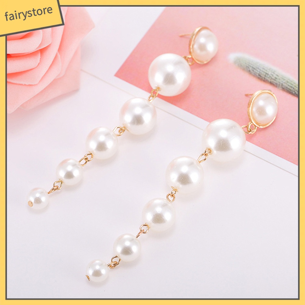 Khuyên Tai Dáng Dài Đính Hạt Ngọc Trai Nhân Tạo Thời Trang