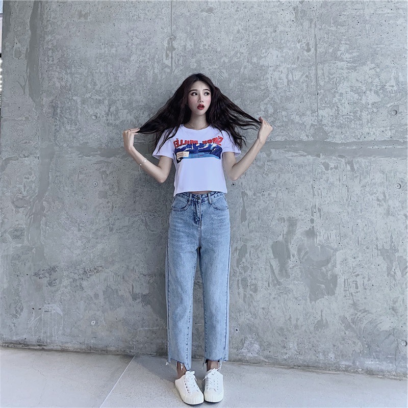 NRVP 2021 new short T-shirt women's summer Korean style ins trendy student slim ...