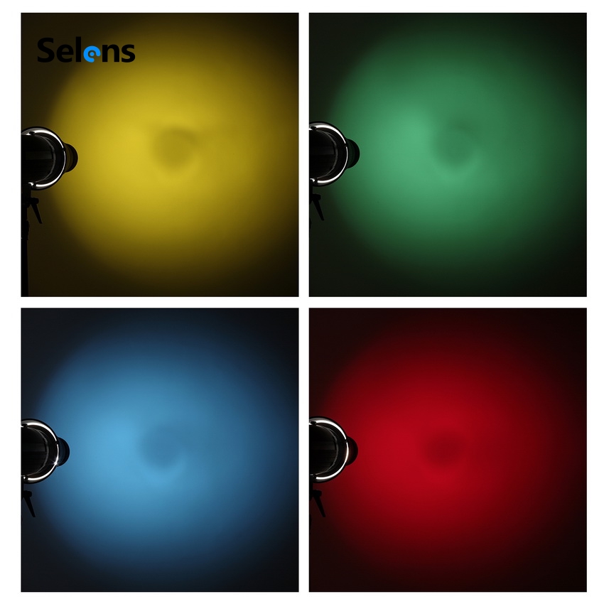 Bộ mũi điều chỉnh chùm tia sáng Selens + lưới tổ ong + 4 tấm gel lọc màu cho đèn flash