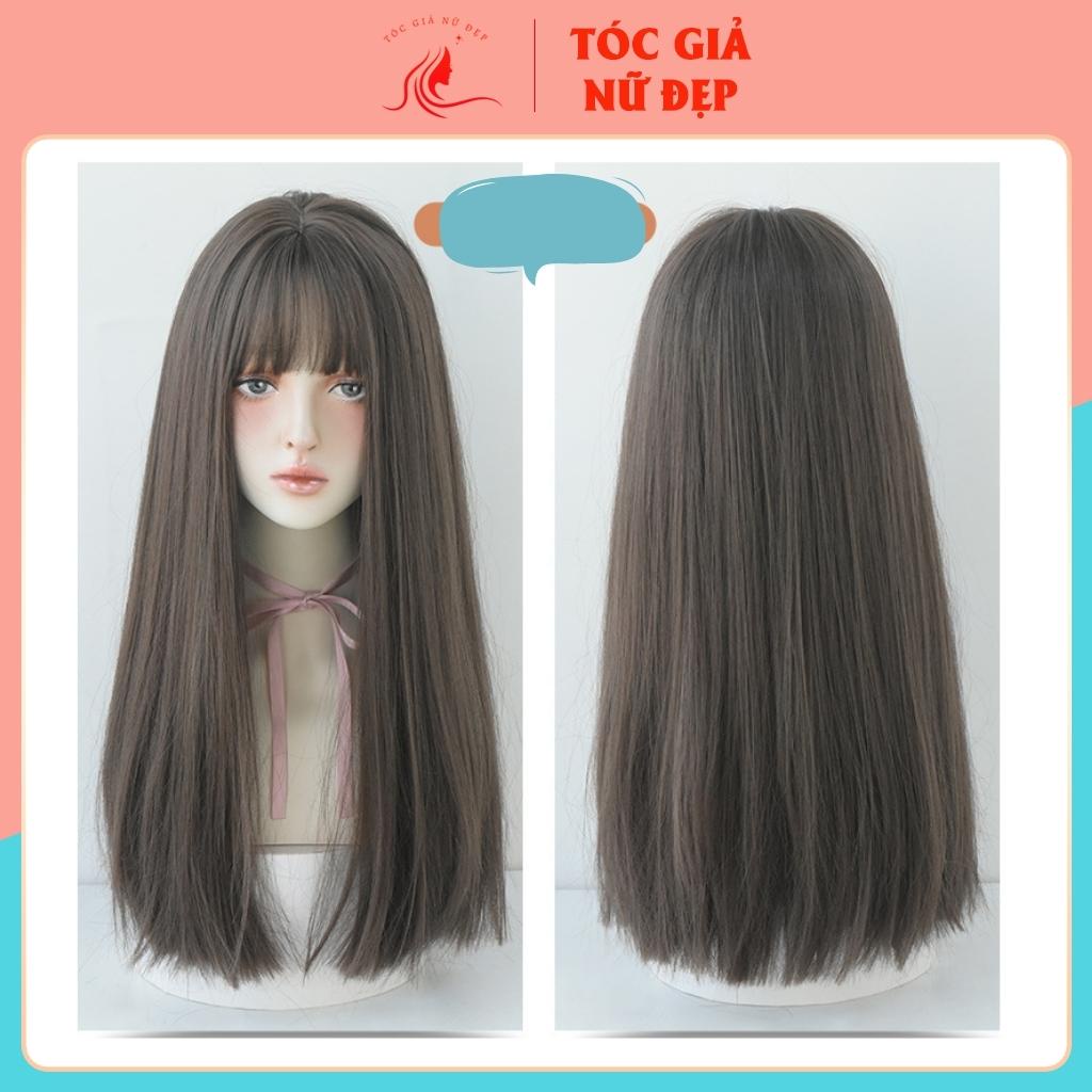 Tóc giả nữ nguyên đầu thẳng đuôi ngang, z7007, tặng kèm lưới wig