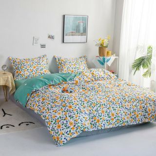Bộ Chăn Ga Gối Hoa Cà Rốt Cotton Poly