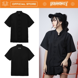 Áo Sơ Mi Tay Ngắn URBAN MONKEY LUNAR Đen Thiết Kế Đơn Giản