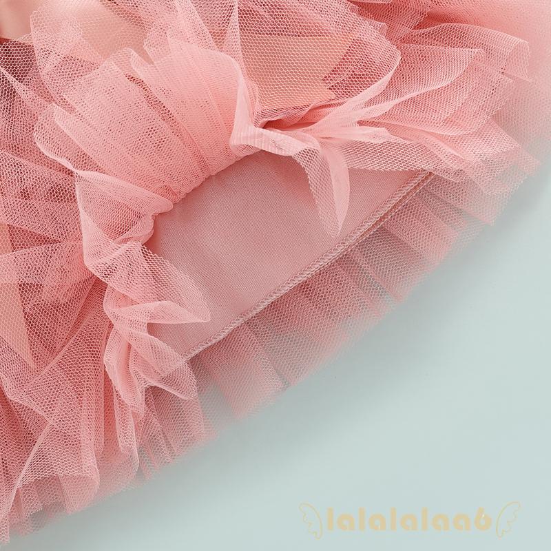 Set Đồ 3 Món Gồm Áo Liền Quần Tay Bay In Chữ Viền Ren + Chân Váy Lưới Thắt Nơ Thời Trang Cho Bé Gái