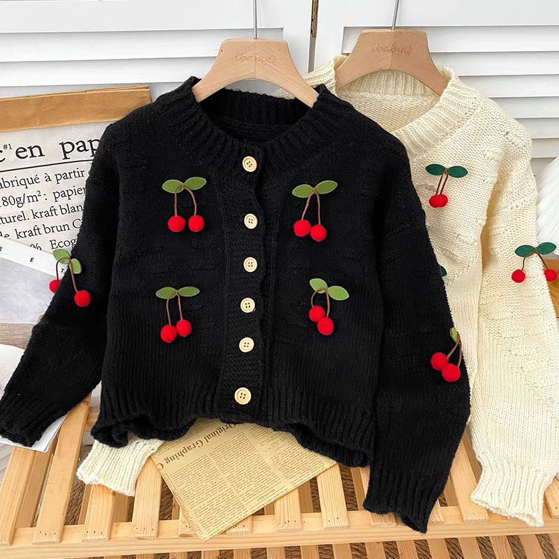 Áo khoác Len cardigan đính quả cherry đáng yêu hottrend 2023 NGƠ House
