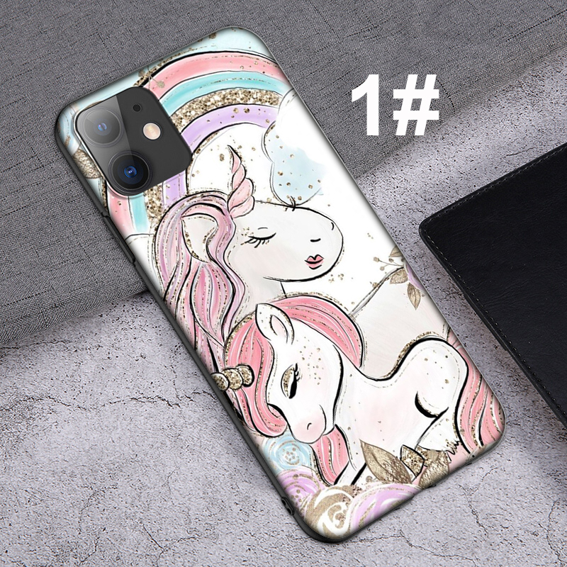 iPhone XR X Xs Max 7 8 6s 6 Plus 7+ 8+ 5 5s SE 2020 Casing Soft Case 52LU flower Unicorn mobile phone case