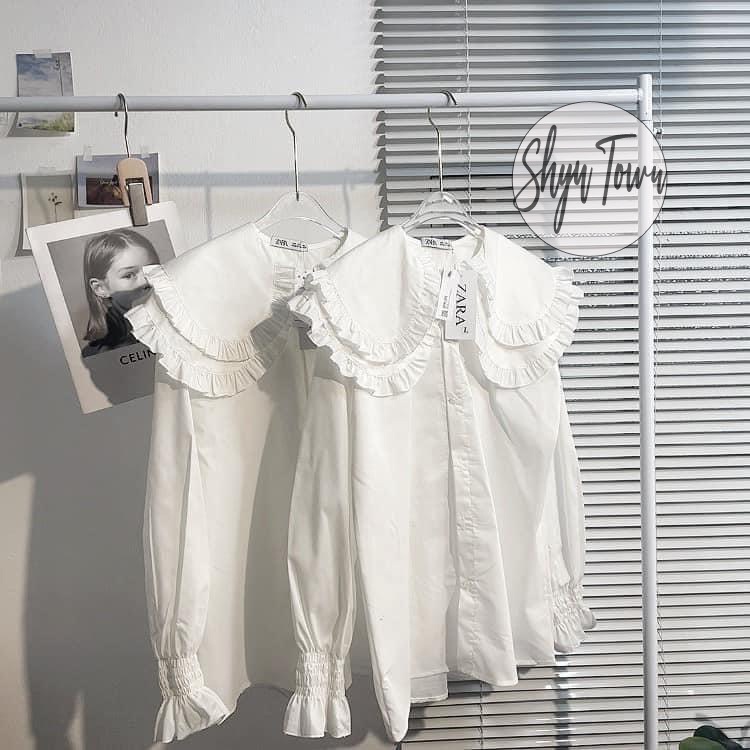 Áo sơ mi nữ vintage cổ bèo tay phồng tiểu thư xinh xắn, Áo sơmi trắng ulzzang cho nữ-Shyn.closet | BigBuy360 - bigbuy360.vn
