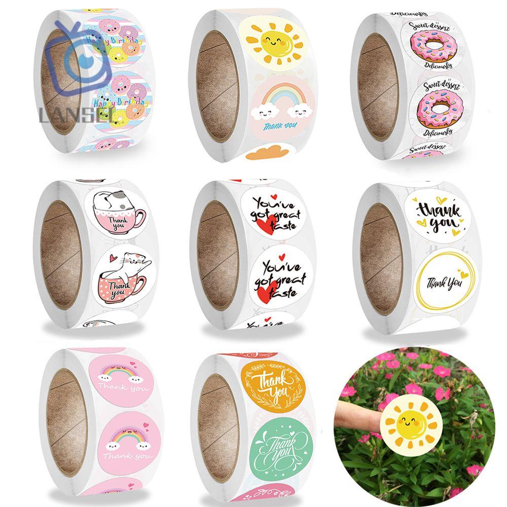 Nhãn dán in chữ Thank you hình hoạt hình đa dạng độc đáo trang trí gói quà diy