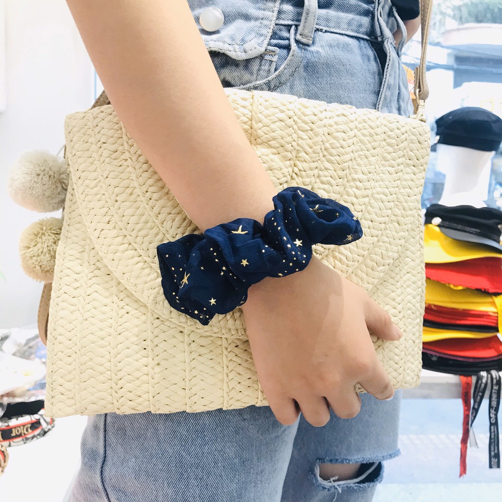 [Nowship2h] Cột Tóc, Dây Cột SCRUNCHIES Ngôi Sao Nhiều Màu - Mã DT002