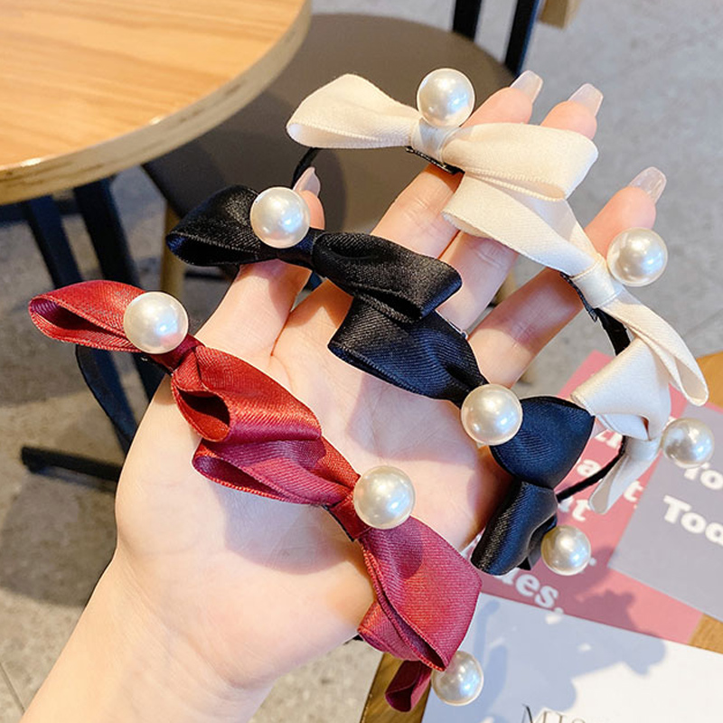 Cài tóc nhung đính ngọc trai thời trang phong cách Lolita